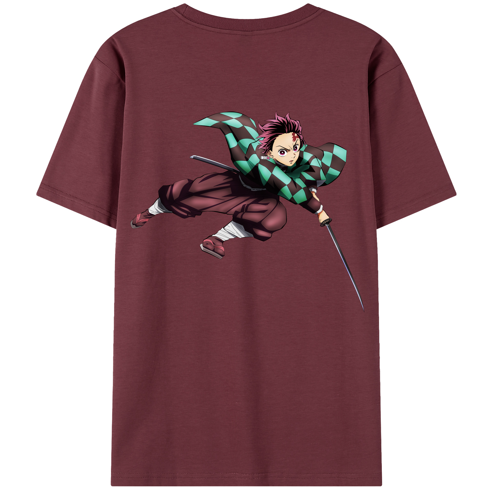 （画像用） 鬼滅の刃 竈門 炭治郎／かまど たんじろう Kamado Tanjirou 綿100％半袖Tシャツ（背面プリント）